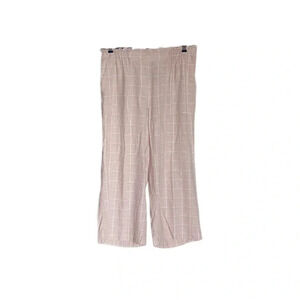 Sharagano Pale Pink White Striped Linen Wide Leg Pants Women’s Medium